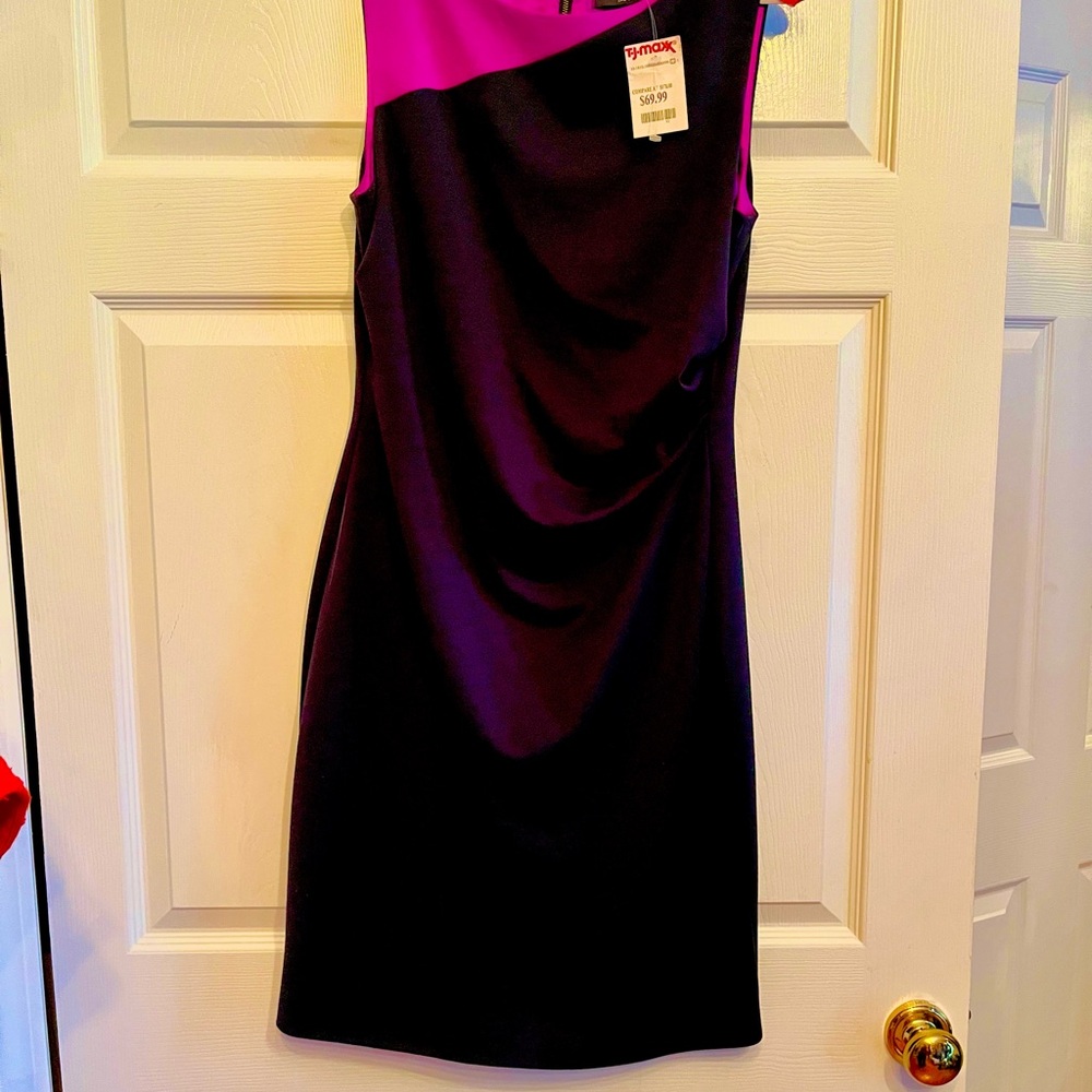 Tahari Purple Asymmetrical Sheath Dress